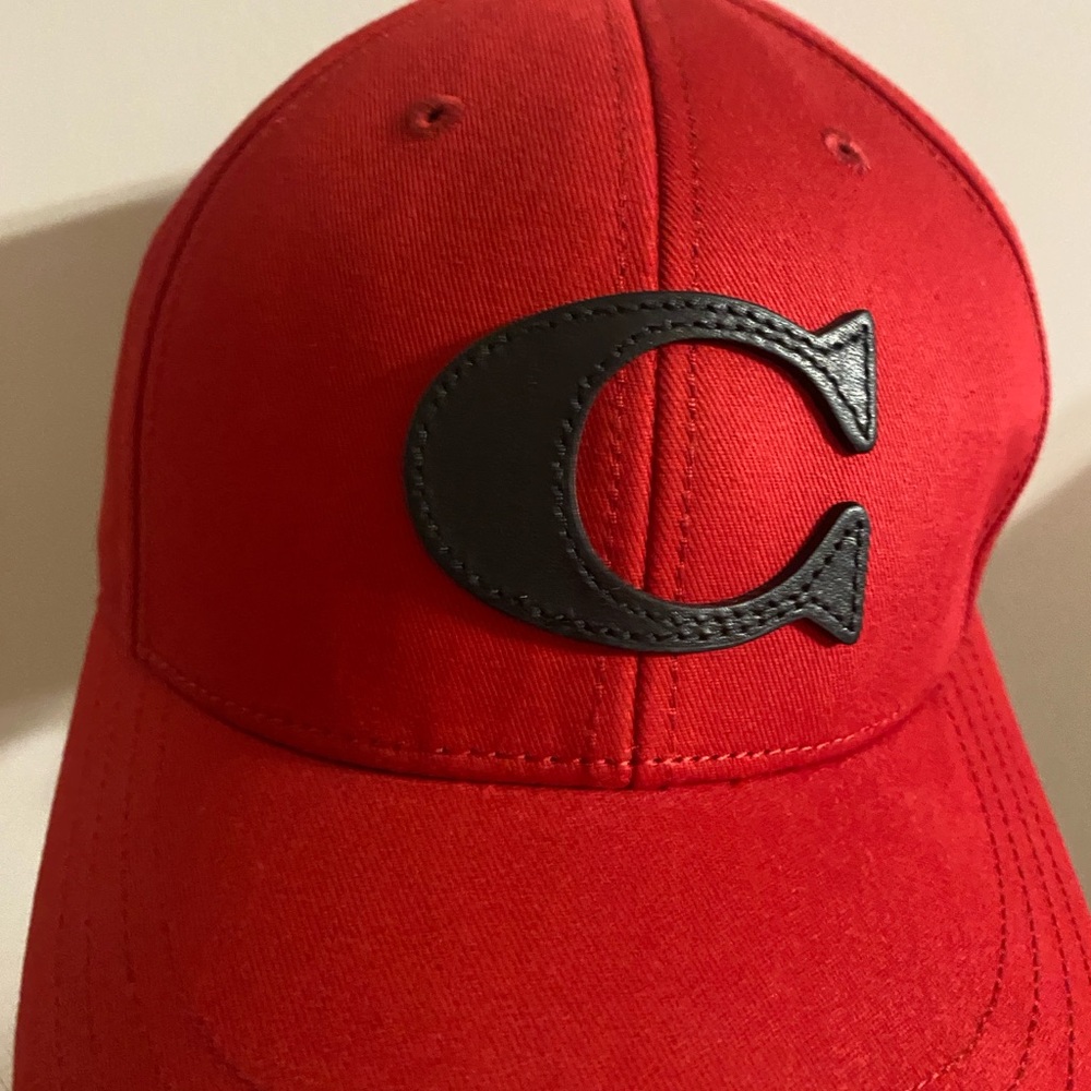 Coach red black baseball hat cap NWT